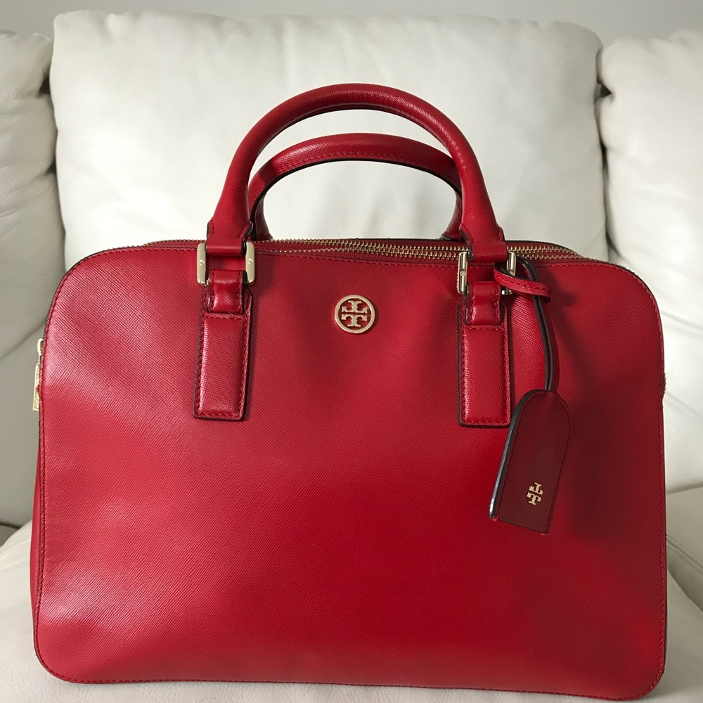 tory burch/ red top-handle satchel